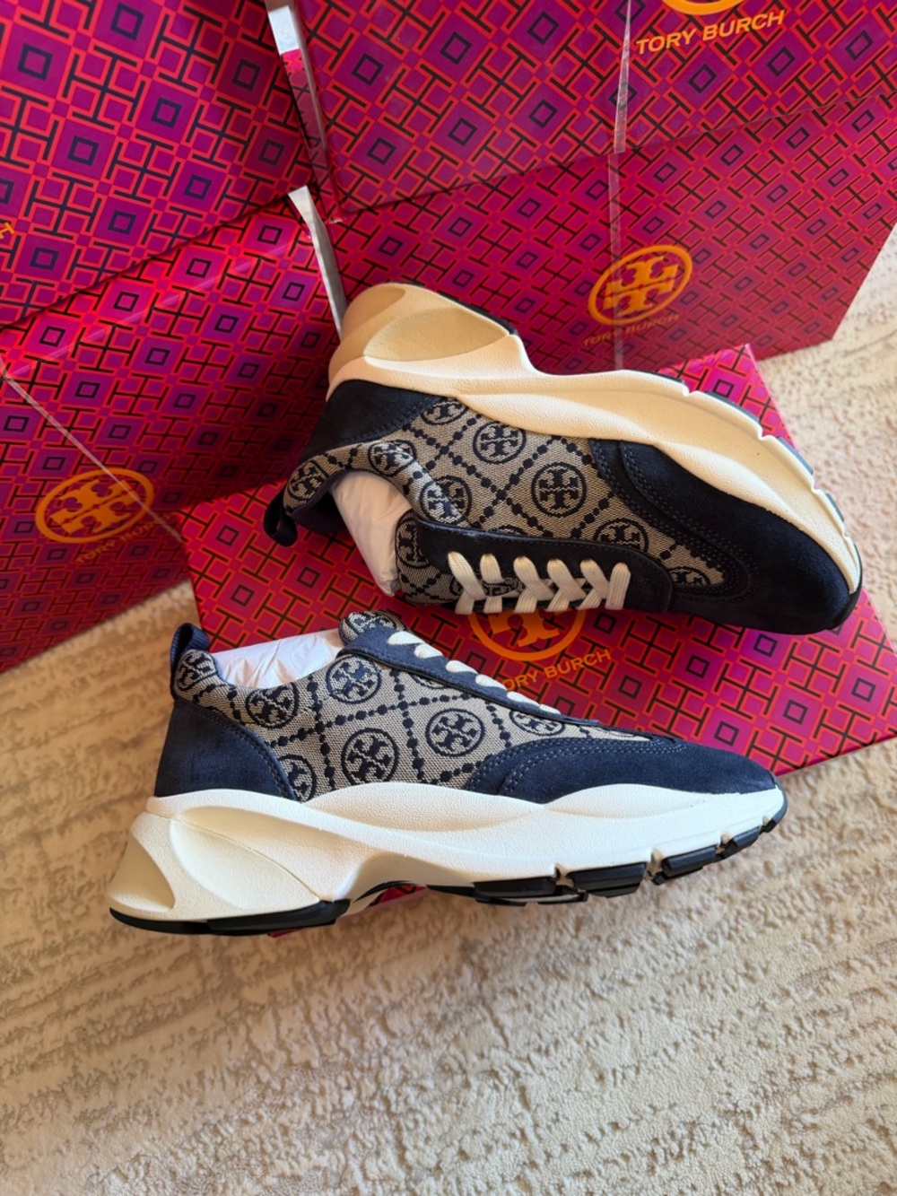 Tory Burch T Monogram Good Luck Trainer Sneakers